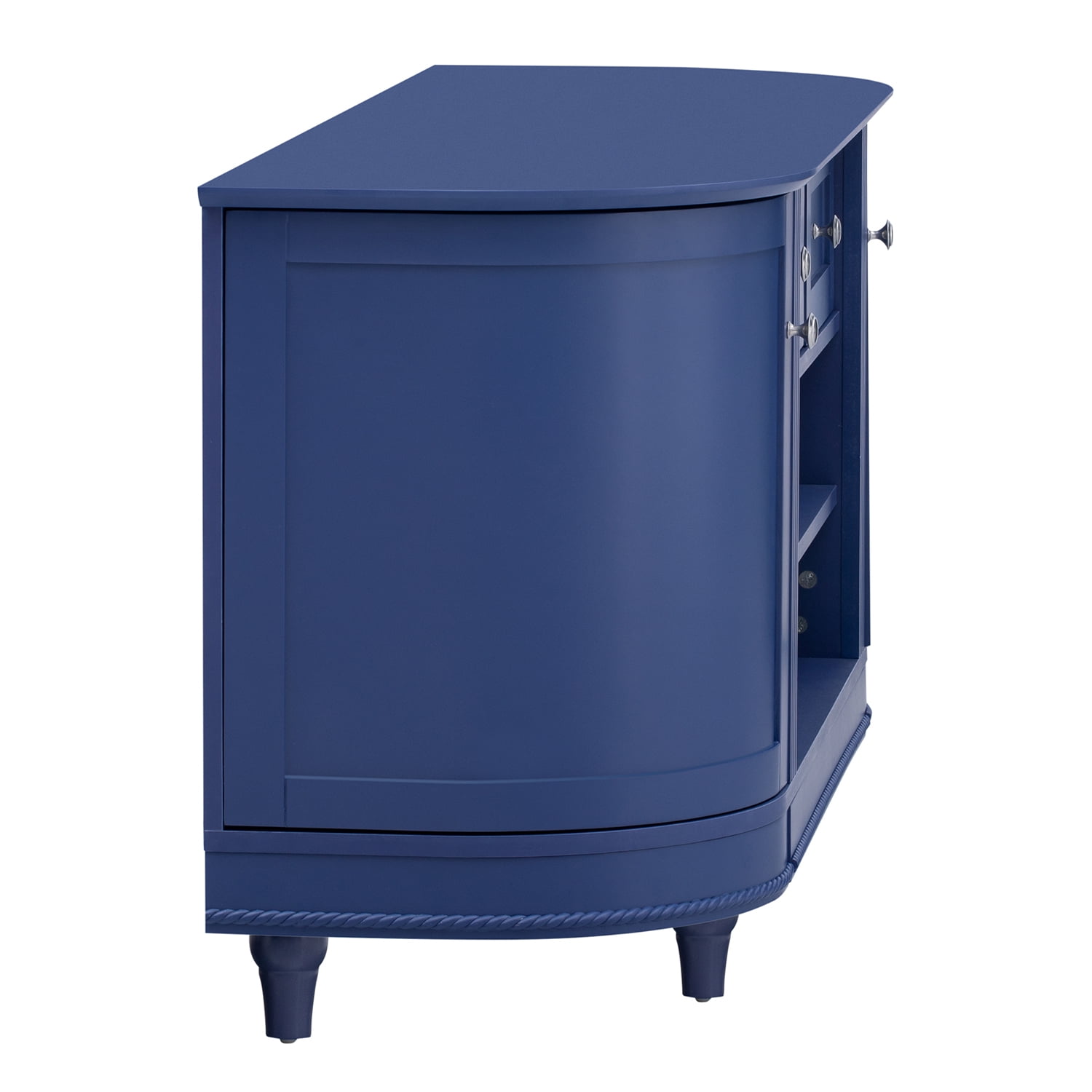 Kadyn TV Stand, Modern Entertainment Center with 2 Curved Doors, Adjustable Panels and Open Style Cabinet, MDF TV Cabinet for TV up to 46", Navy