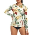 thumbnail image 4 of joogoo Womens UPF 50+ Sun Shirts Christmas Poinsettia Flower Long Sleeve UV Protection Rash Guard Tops S, 4 of 7