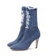 thumbnail image 5 of Botas de tacón alto con cremallera lateral de mezclilla elástica desgastada sexy de color sólido para mujer Wmkox8yii hfjk1824, 5 of 5