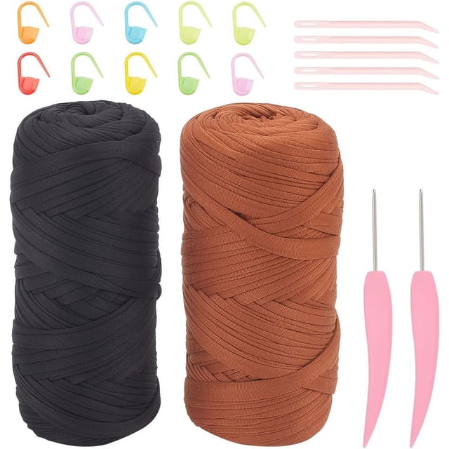 Kit de ganchillo con hilo. Incluye 2 ovillos de hilo, marcadores de puntos, agujas y ganchos. Proyecto de tejido DIY.