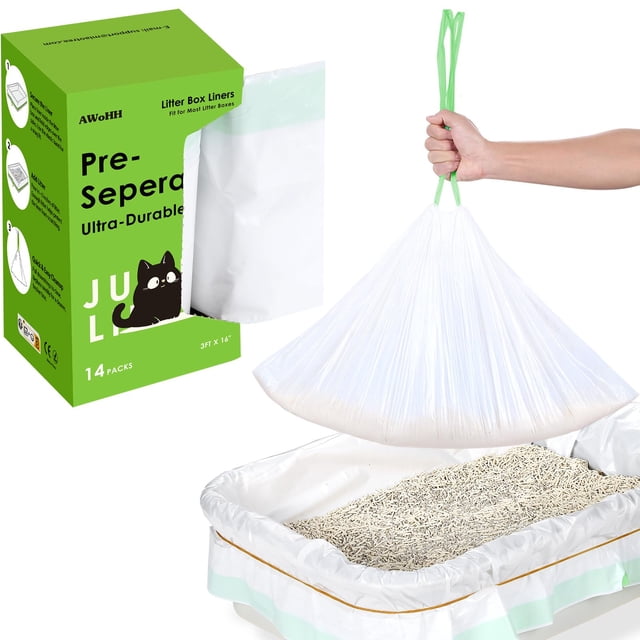 Revestimientos para Caja de Arena para Gatos AWoHH Paquete de 14 Unidades Jumbo 91x41 cm