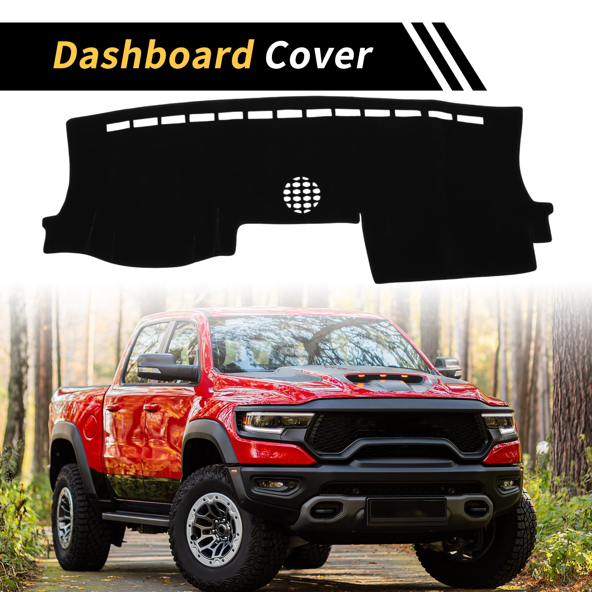 Unique Bargains Dash Cover for Ford for Ranger 22-24 Dash Board Mat Thickened Anti-Slip Dash Cover Mat Pad Polyester Center Console Dashboard Cover Pad Carpet Black