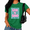 Green, variant on Red Women's Soft Vintage Pastel Blue Stripe God Is Good Faith Slogan Graphic Short Sleeve T-Shirt Tops