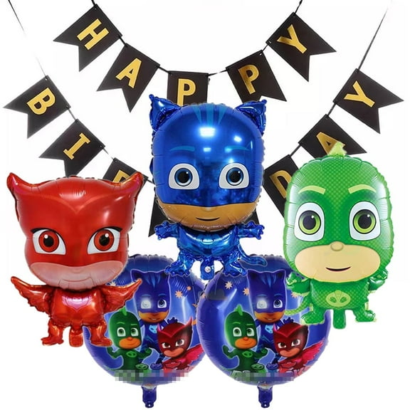 6 PCS Birthday Party Balloons - PJ Mask Balloons Foil Balloon Adult & Kids Party Theme Decorations