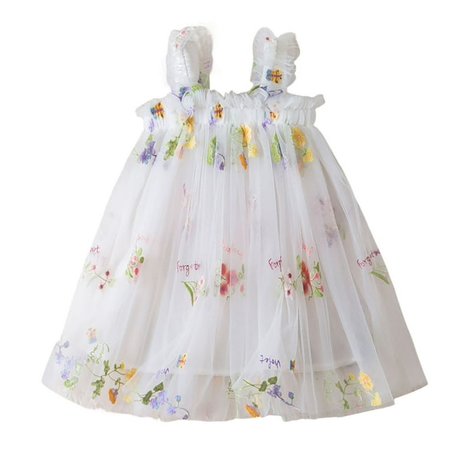 AJIWYH Robe Tutu pour Filles-Petites Filles Sans Manches Robe de Fête Dansante Florale Vêtements Robe pour Filles Blanc pour 6-12 Mois