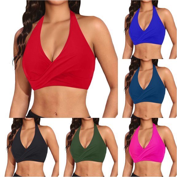Bigetiay Bikini Tops For Women Cut Out Twist Bathing Suit Tops Athletic Swimwear Swim Top Only, Size L