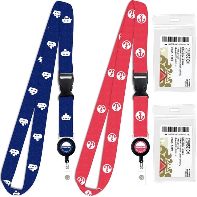 Cordón De Crucero Para Tarjetas De Barco | Paquete De 2 Con Soporte Para Identificación, Tarjeta De Llave, Insignia Retráctil Y Resistente Al Agua