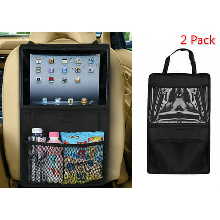 2 Packs Car  Assorted Bag Pocket Black Auto Backseat Touch Screen Tablet iPad Holder for Kids To Keep Them Entertained & Happy, Multi-Pocket Travel Trash Storage Magazine Holder Hanging Car (Best Place For Car Seat In Backseat)
