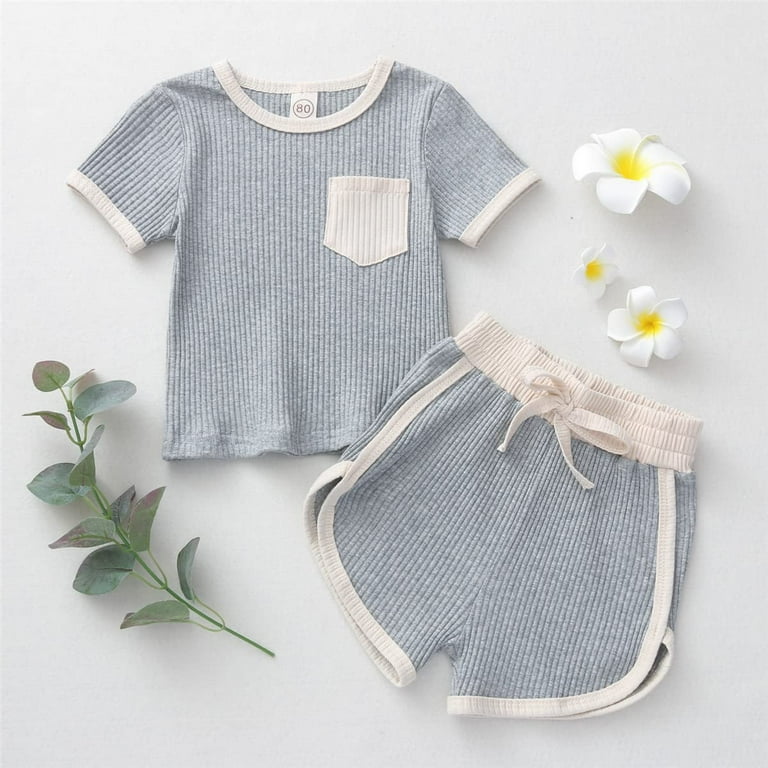 StylesILove Baby Boys Girls Contrast Binding Solid Top & Shorts