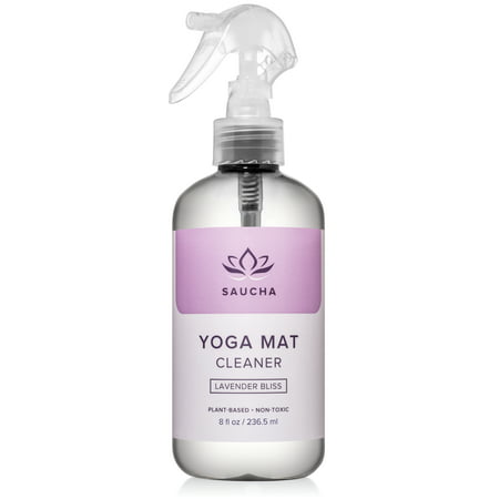 Saucha Natural Yoga Mat Cleaner Spray 8oz with Free Microfiber Cleaning Cloth | Eco Friendly Plant & Essential Oils Based Cleaning Solution (Lavender (Best Yoga Mat Cleaning Spray)