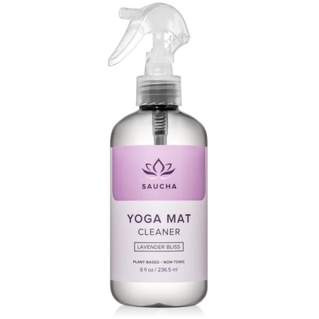 Saucha Natural Yoga Mat Cleaner Spray 8oz with Free Microfiber Cleaning Cloth | Eco Friendly Plant & Essential Oils Based Cleaning Solution (Lavender