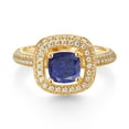 thumbnail image 2 of Gem Stone King 18K Yellow Gold Plated Silver Blue Lapis and White Moissanite Engagement Ring for Women (1.63 Cttw, Cushion 6MM, Gemstone, Size 8), 2 of 4