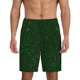 thumbnail image 1 of Balery Emerald Green Sparkling Pantalones cortos de pijama de punto de algodón para hombre con cinturilla y bolsillos-4X-Large, 1 of 6