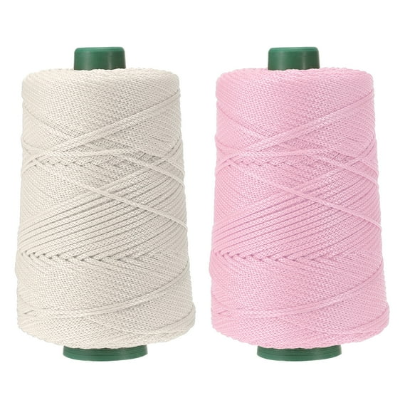 Uxcell Polyester Macrame Cord, 3mm x 219 Yards Polypropylene Cords for DIY Crafts - (2 Pack, Beige/Light Pink)