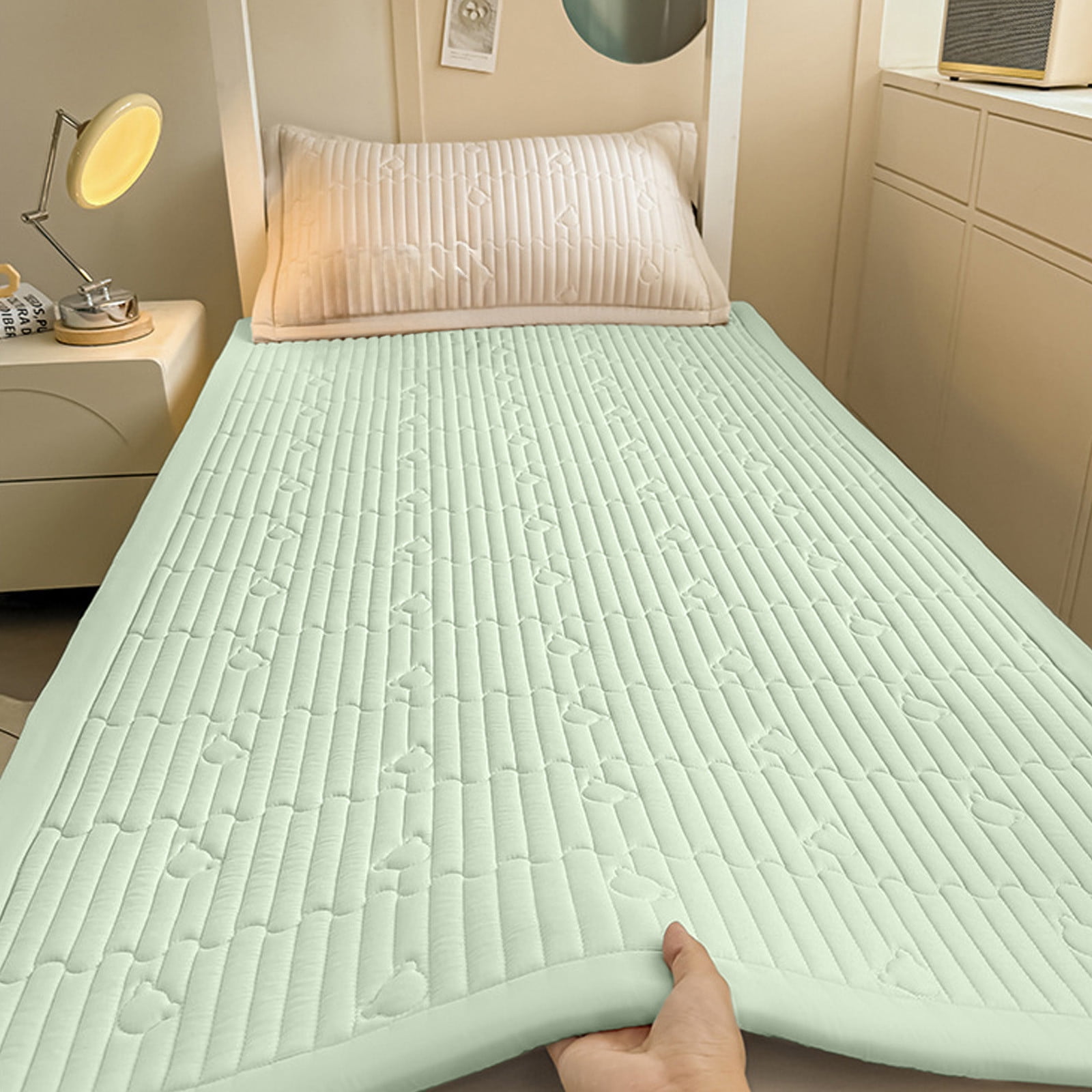 Vfedsrsge Twin Size Foldable Soy Fiber Mattress Pad - Water Washable, Thick Cushion, Lightweight (90x200cm)