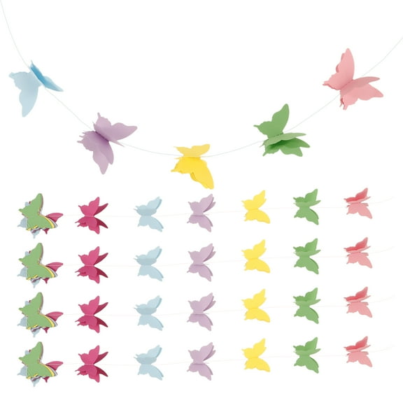 IDEANATEGRATE 5Pcs 3D Butterfly Garland Assorted Color Paper Wedding Decorations for Home 11.8X2.9X0.04In