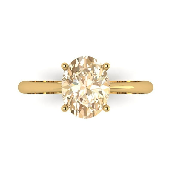 2 ct Oval Cut Natural Morganite Solitaire 18K Yellow Gold Womens Engagement Ring