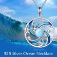 thumbnail image 2 of Wave Necklace Sterling Silver Larimar Pendant Ocean Jewelry for Women Birthday, 2 of 5
