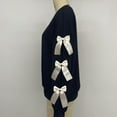 thumbnail image 6 of Moxiu Cute Bow Tie Winter Sweater Women Vintage Y2K Cozy Oversized Crew Neck Long Sleeve Holiday Pullover Navy,XXL, 6 of 8