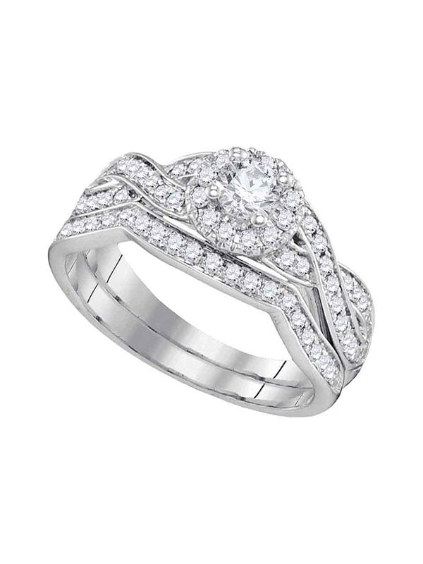 14kt White Gold Womens Round Diamond Bridal Wedding Engagement Ring