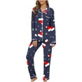 thumbnail image 2 of VBTAPA Women's Pajama Sets 2024 Christmas Pjs Xmas Printed Long Sleeve Button Down Shirts and Pants 2 Piece Sleepwear Set Matching Pj Lounge Sets with Pockets Cyber and Monday DealsMulticolor S, 2 of 6