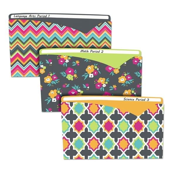 Bold Basics Write-On File Jackets, Assorted, 8 1/2 x 11, 6/PK, 63550