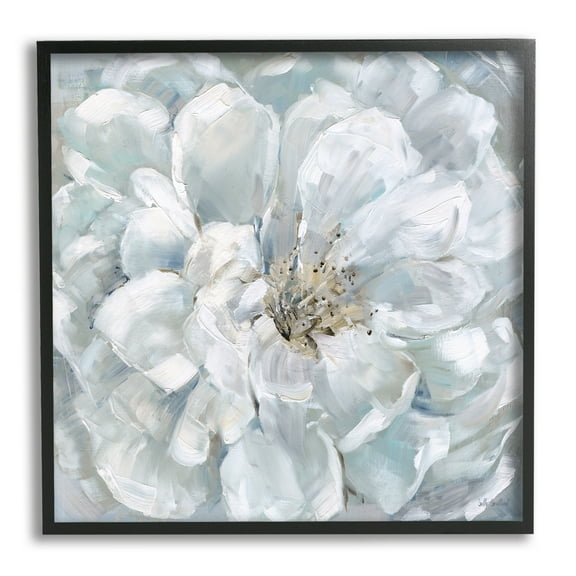 Stupell Industries White Painted Blossom Botanical & Floral Painting Black Framed Art Print Wall Art, 12 x 12