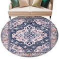 thumbnail image 2 of Orange Blue Boho Round Area Rug 5 FT, Non Slip Bedroom Rugs, Ethnic Geometric Middle Century Art Washable Soft Circular Carpet Non-Shedding Floor Mat for Kitchen Dining Room Foyer Balcony Dorm, 2 of 8