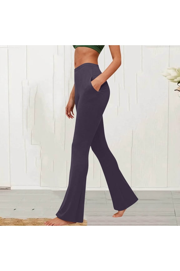 ICHUANYI Womens Stretch Yoga Legging Workout High Waist Mini Flared Leggings Casual Workout Gym Yoga Pants