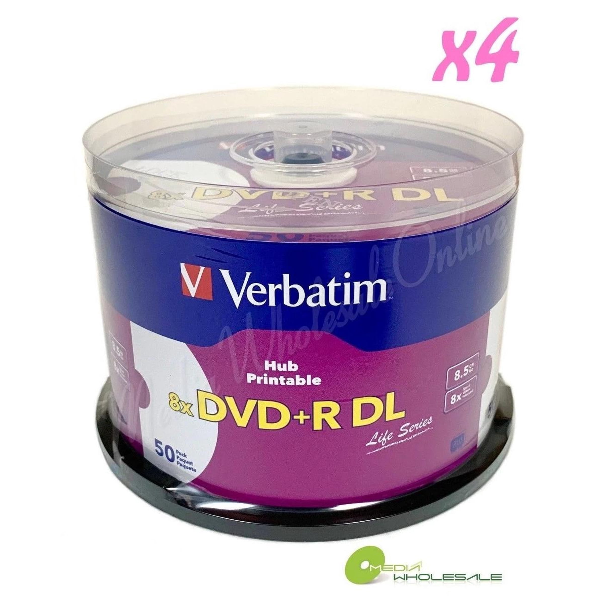 200 VERBATIM 8X Blank DVD+R DL Double Layer 8.5GB White Inkjet Printable 4x50pk