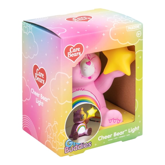 Paladone Care Bears Cheer Bear GloBuddies Night Light, Officially Licensed 3D LED Mood Lamp, Battery Powered Bedroom & Desk Décor, Collectible Gift for Pop Culture Fans