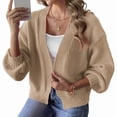 thumbnail image 2 of Womens Cardigan Sweaters Trendy Open Front Long Lantern Sleeve Chunky Knit Sweater Khaki XL, 2 of 8