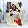 thumbnail image 4 of Japanese Soft Flannel Fleece Throw Blanket, Geisha Woman Portrait Traditional Kimono Maiko Cultural Hairdo, Cozy Plush for Indoor and Outdoor Use, 50" x 70", Green Red Pale Yellow, by Ambesonne, 4 of 5