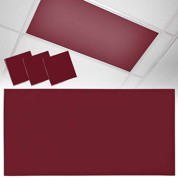 3 Pack Solid Color Fluorescent Light Covers for Ceiling Lights Wine Red Magnetic Ceiling Light Covers Overhead Light Filters for Office Classroom Home