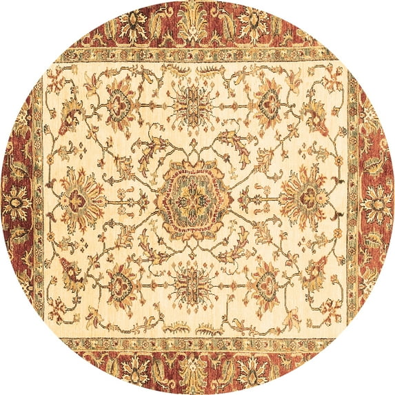 Ahgly Company Indoor Round Abstract Brown Modern Area Rugs, 3' Round