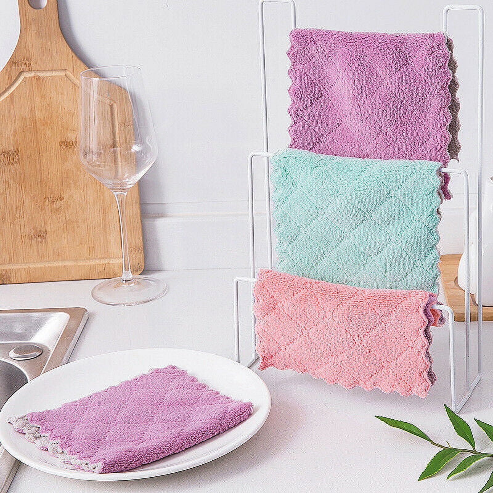 10Pcs EEEkit Kitchen Towels, 6 x 10 inch, Soft, Super Absorbent and Lint  Free Dish Towels, Microfiber Kitchen Dish Cloth for Washing Dishes Fast