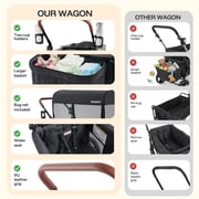 HARPPA Foldable Wagon Stroller for 2 Toddlers with Pull & Push Handle, Canopy, 32.9lbs, Black