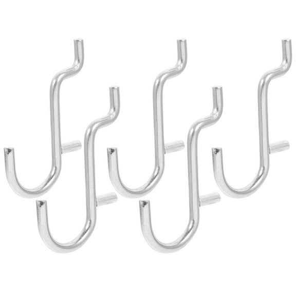 STOBOK 20Pcs Plated Silver Metal Pegboard Hooks Sturdy Utility Hang for Home Wall Storage