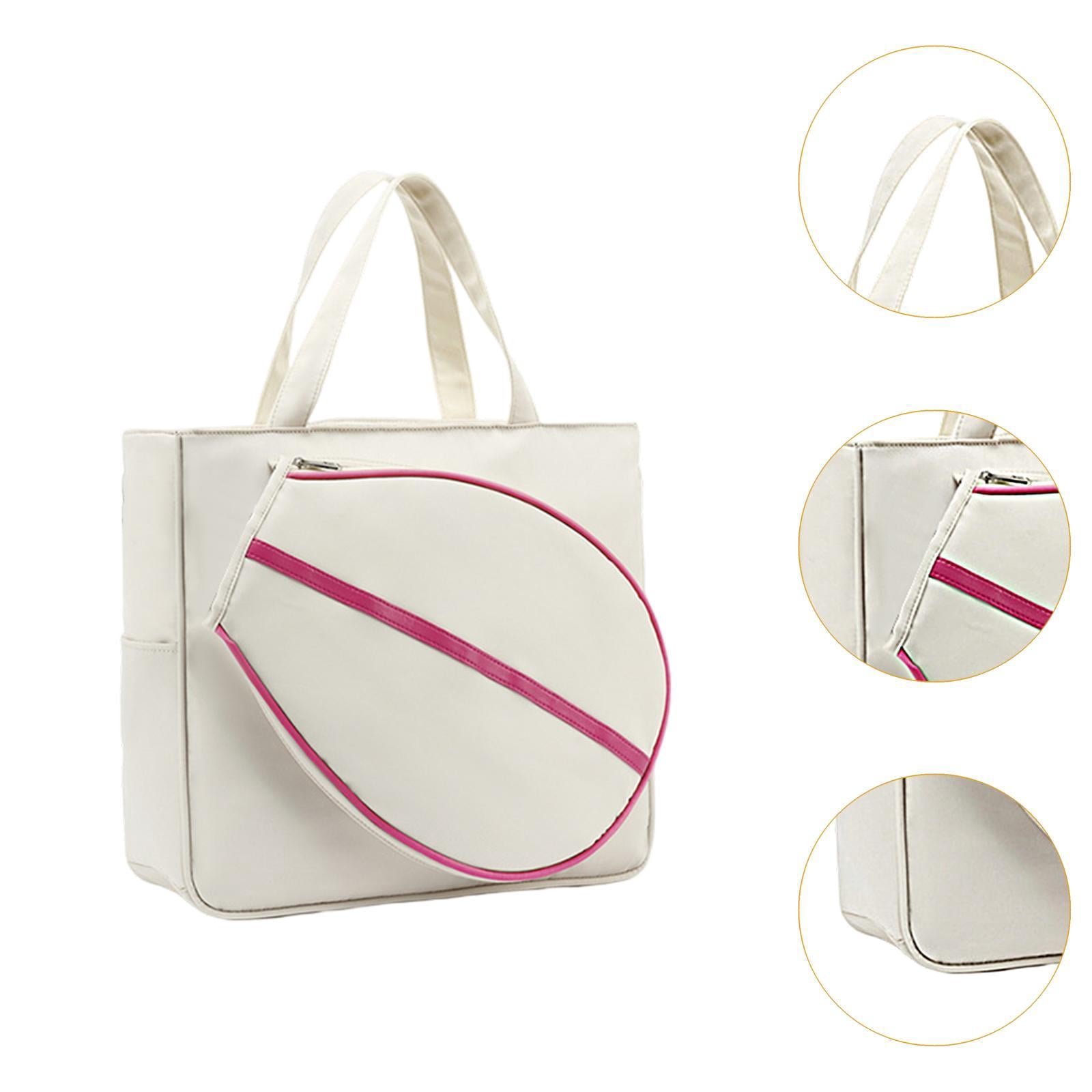 Baoblaze Tennis Tote Bag Fitness Large Detachable Racquet Cover Duffle Bag Racket Bag white