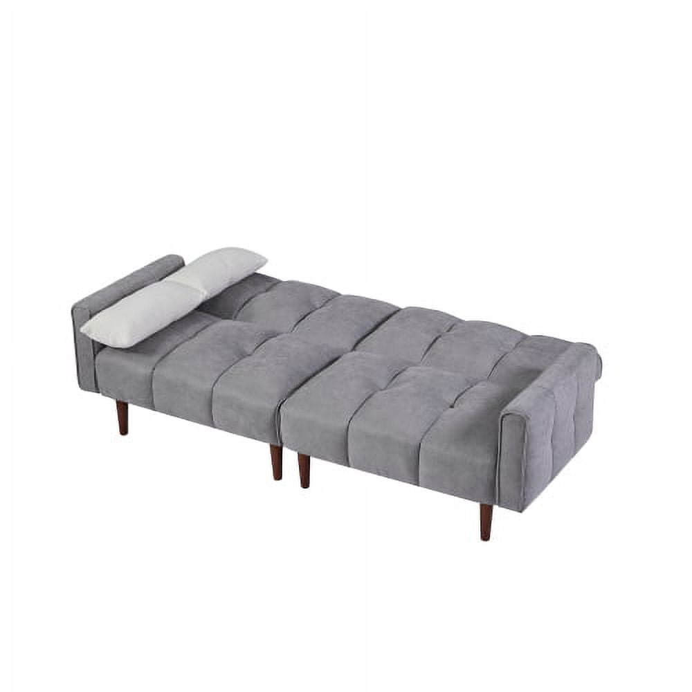 Leumius Convertible Futon Sofa Bed, Modern Linen Fabric Adjustable Couch Sleeper Sofa, Gray