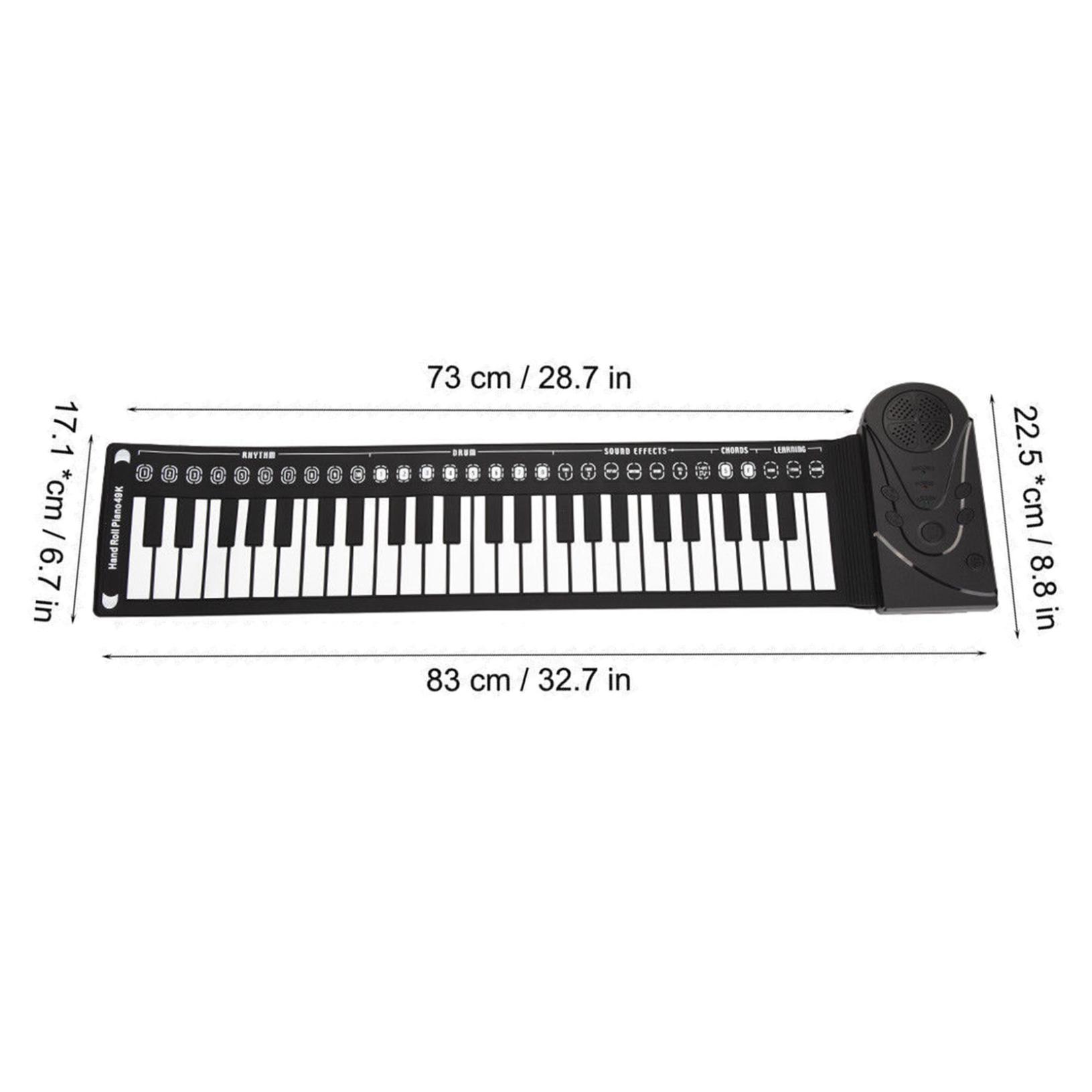 Hand-Rolled Piano with Horns, Portable 49 Keys Organ Piano with Foldable Keyboard, Instruments Education for All Ages, Convenient for Daily Use(White)