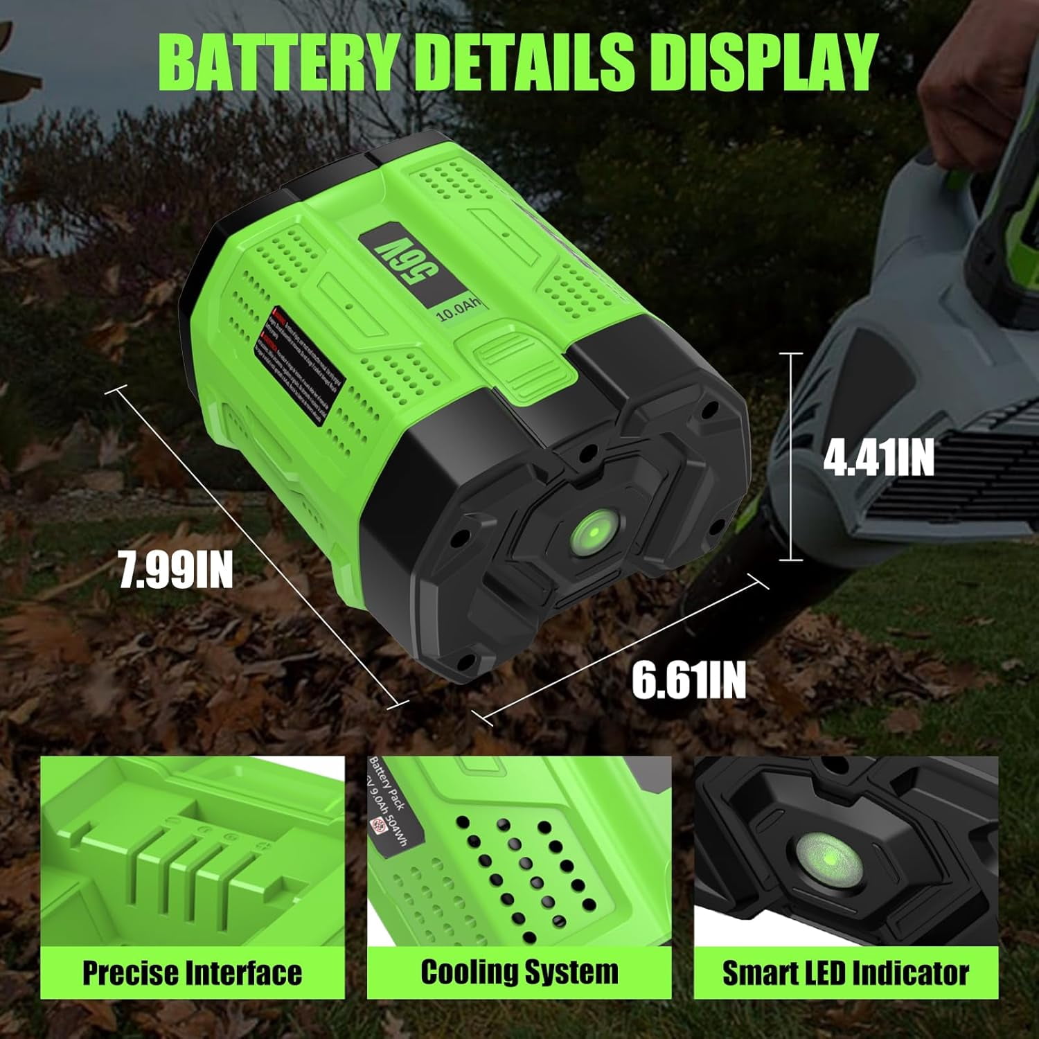 2Packs 10000mAh Replacement for EGO 56V Battery Compatible with EGO 56 Volt Lithium Battery Power+ Tools BA2800 BA4200 BA4200T (Green)