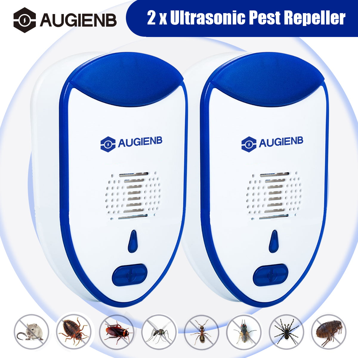 2x Ultrasonic Pest Control Repeller Reject Mosquito Insect Electronic US Plug In 