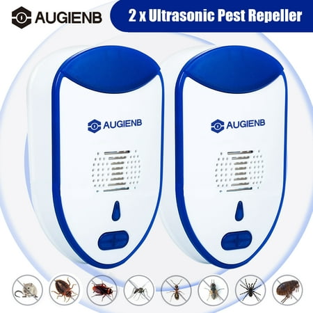 [2019 NEW UPGRADED] AUGIENB 2-Pack - Ultrasonic Pest Repeller - Electronic Plug - Pest Control Ultrasonic - Best Repellent for Cockroach Rodents Flies Roaches Ants Mice