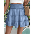 thumbnail image 6 of Womens Summer Flowy High Waist Ruffle Casual Cute Boho Beach Short Skirts Built-in Shorts Blue M, 6 of 7