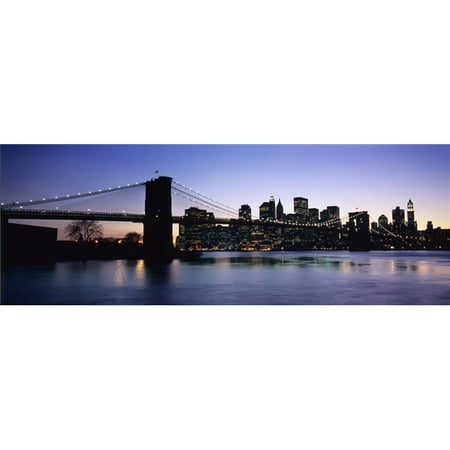 Sunset Over Lower Manhattan & Brooklyn Bridge Poster Print, 44 x 15 -