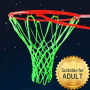 EEEkit Luminous Basketball Net Replacement, Heavy Duty Nightlight Basketball Net Glow in the Dark, 12 Loops Standard Size Basketball Gift for Adult, Outdoor Sports School