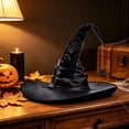 thumbnail image 4 of Witch Hat Hkoxplj Women Ruffled Bat Satin Witch Hat Oversized Wide Brim Halloween Costume Hat Elegant Gothic Cosplay Dress Up Hat Lightweight Festival Accessory for Halloween Masquerade Hat, 4 of 5