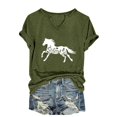 thumbnail image 2 of ALLLIST Tops for Women V Neck Holiday Short Sleeve T-Shirts Green Trendy Animal Print Shirts Ladies Tops, 2 of 6