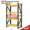 thumbnail image 5 of Welfiya 48"W Garage Shelving,4-Tier Heavy Duty Storage Shelves Unit with Adjustable Metal Shelf for Warehouse,Basement,Workshop,4000LBS,48"W x 20"D x 79"H,Black&Yellow, 5 of 8